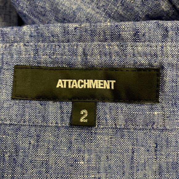 ATTACHMENT Size M Blue Heather Linen Cotton Button Up Long Sleeve Shirt - Picture 4 of 5